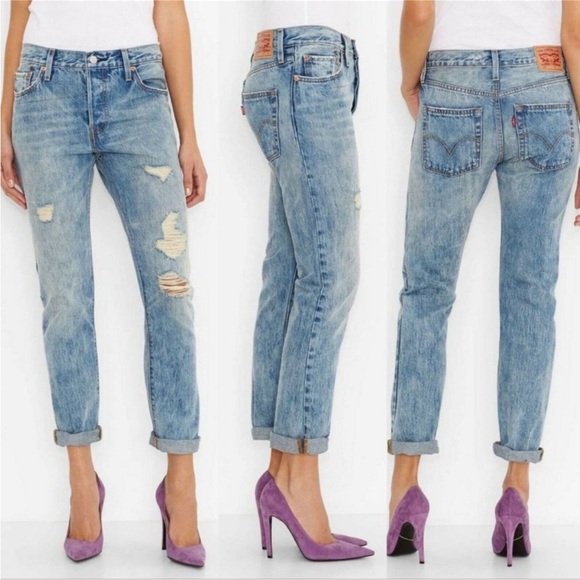 Levi's Denim - LEVI’S 501 CT acid washed distressed jeans